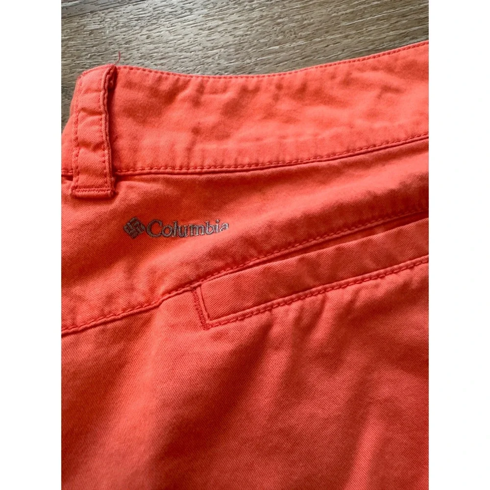Columbia Womens Coral Orange Cotton Hiking Casual Shorts Size 8 XL4707 - Picture 6 of 9
